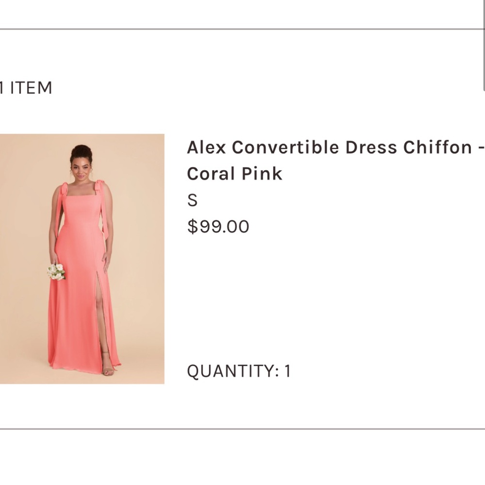 Birds Gray Alex Convertible Chiffon Dress - Coral Pink Size Small - worn once